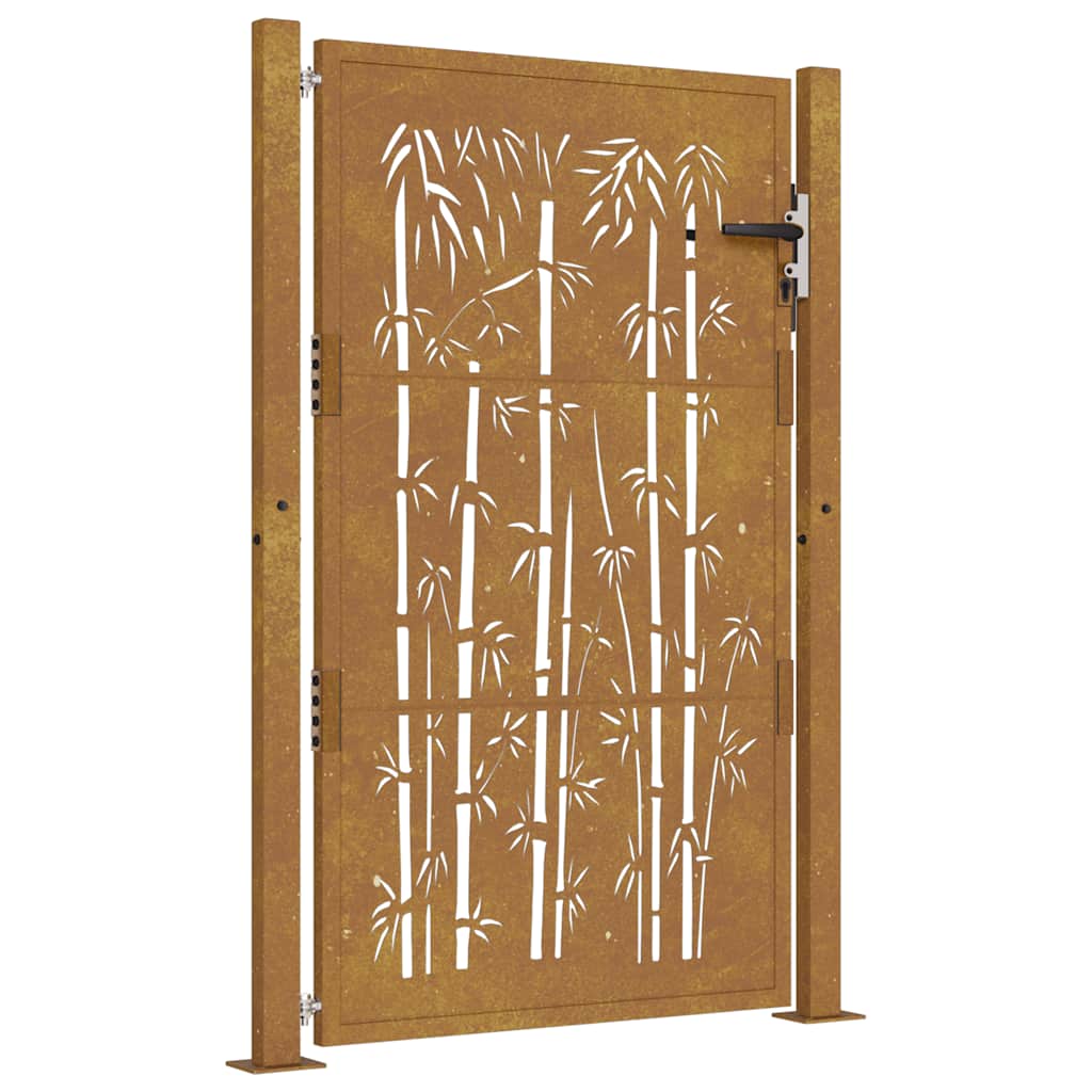 Gartentor 105x130 cm Cortenstahl Bambus-Design