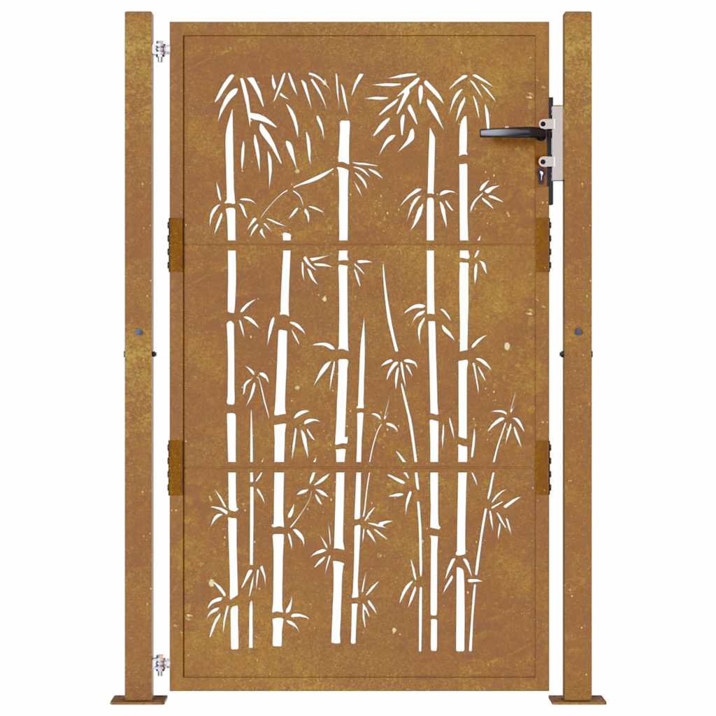 Gartentor 105x130 cm Cortenstahl Bambus-Design