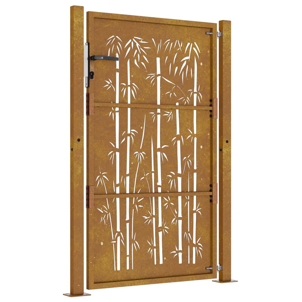 Gartentor 105x130 cm Cortenstahl Bambus-Design