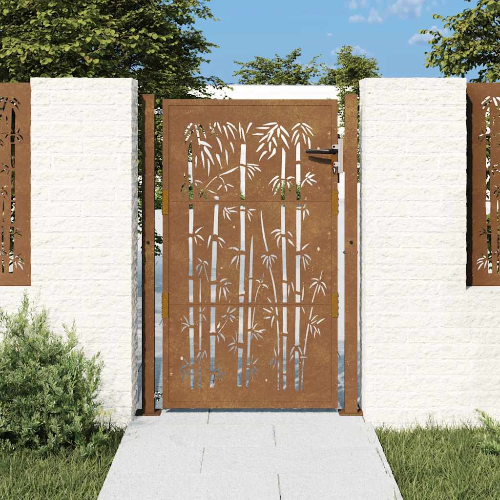 Gartentor 105x155 cm Cortenstahl Bambus-Design