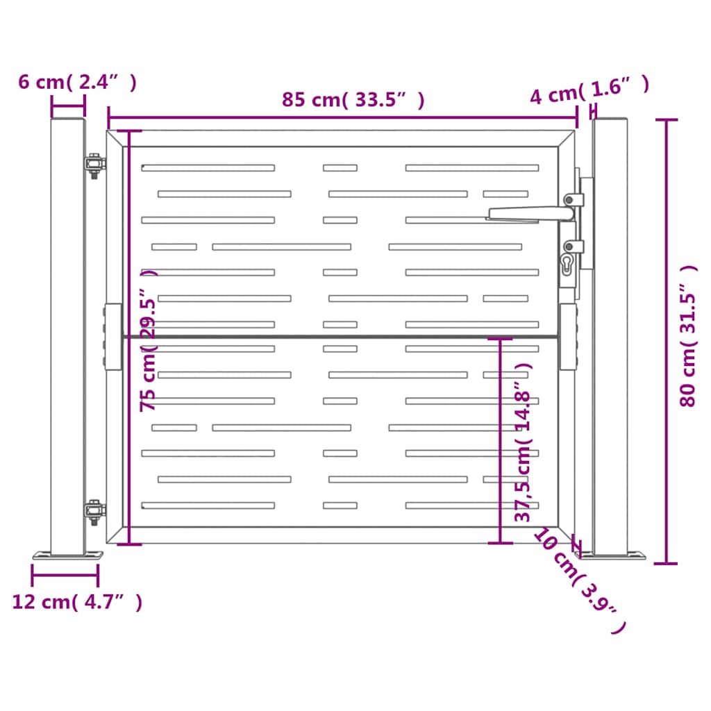 Gartentor 105x80 cm Cortenstahl Quadratisches Design