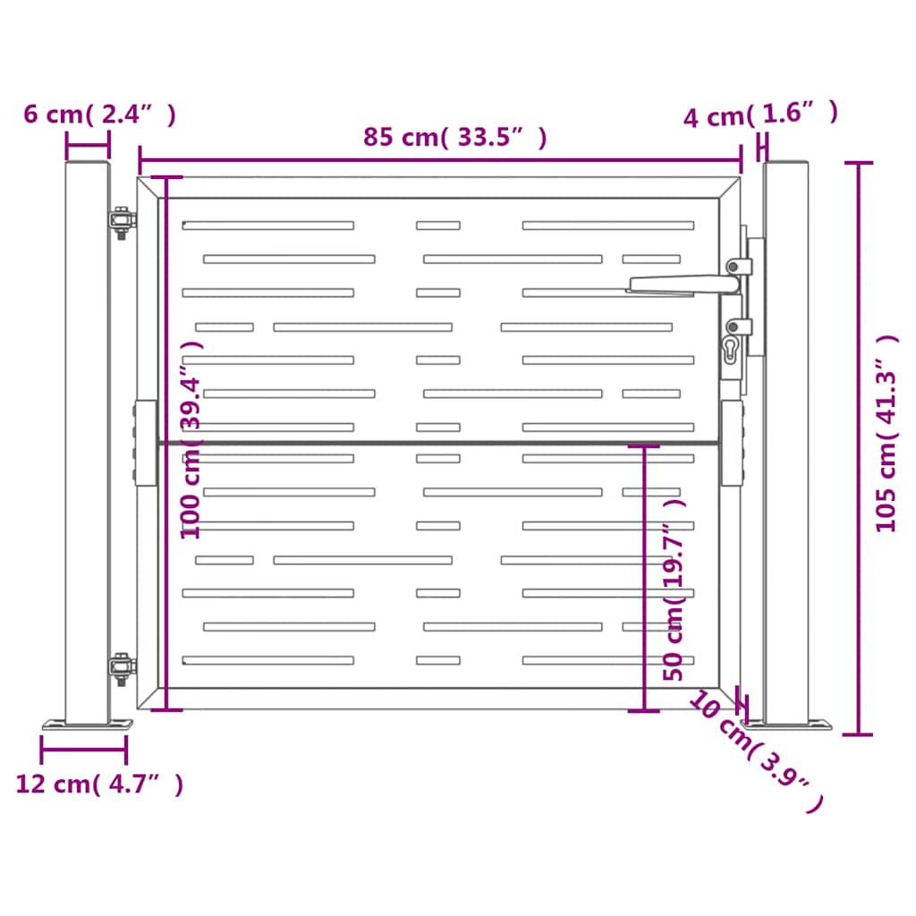 Gartentor 105x105 cm Cortenstahl Quadratisches Design
