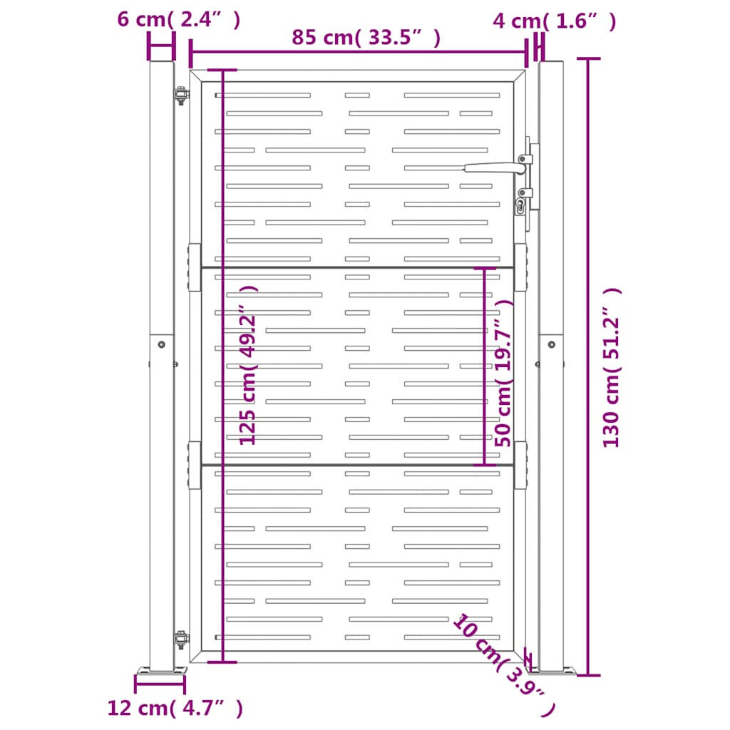 Gartentor 105x130 cm Cortenstahl Quadratisches Design