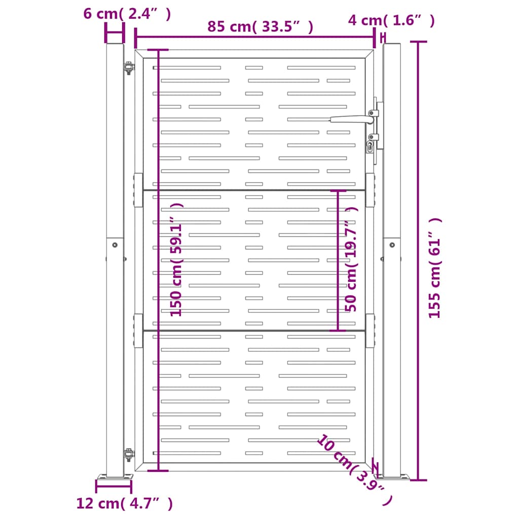 Gartentor 105x155 cm Cortenstahl Quadratisches Design