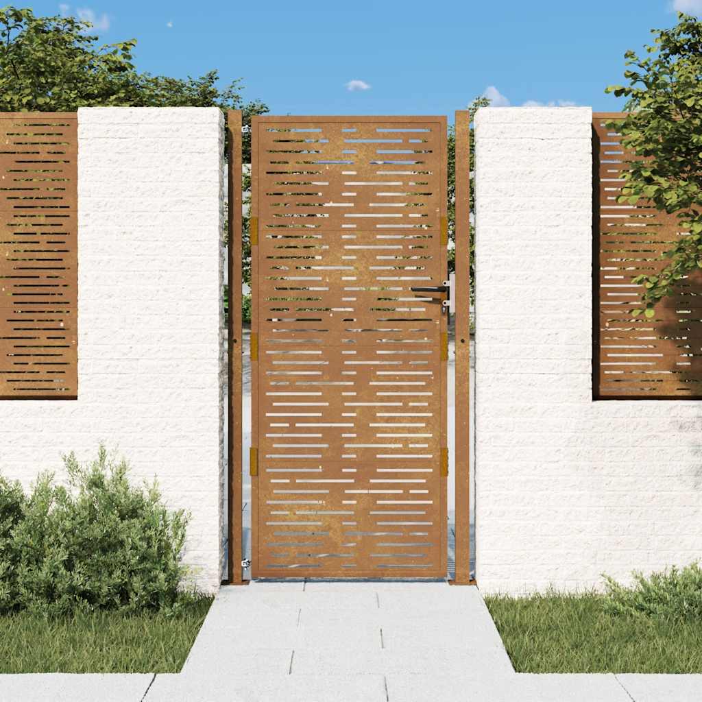 Gartentor 105x180 cm Cortenstahl Quadratisches Design