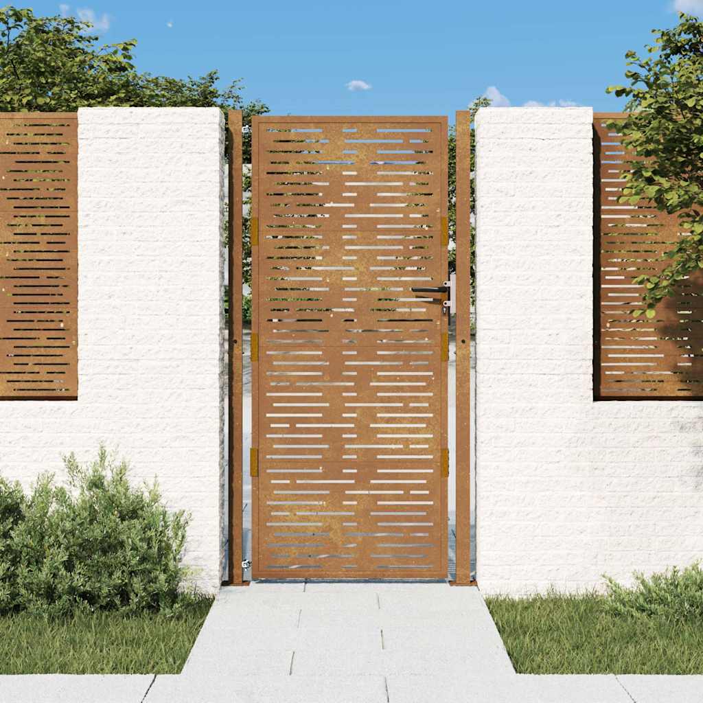 Gartentor 105x205 cm Cortenstahl Quadratisches Design