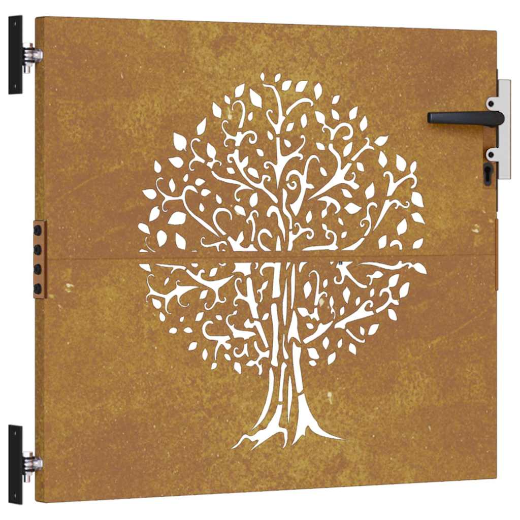 Gartentor 85x75 cm Cortenstahl Baum-Design