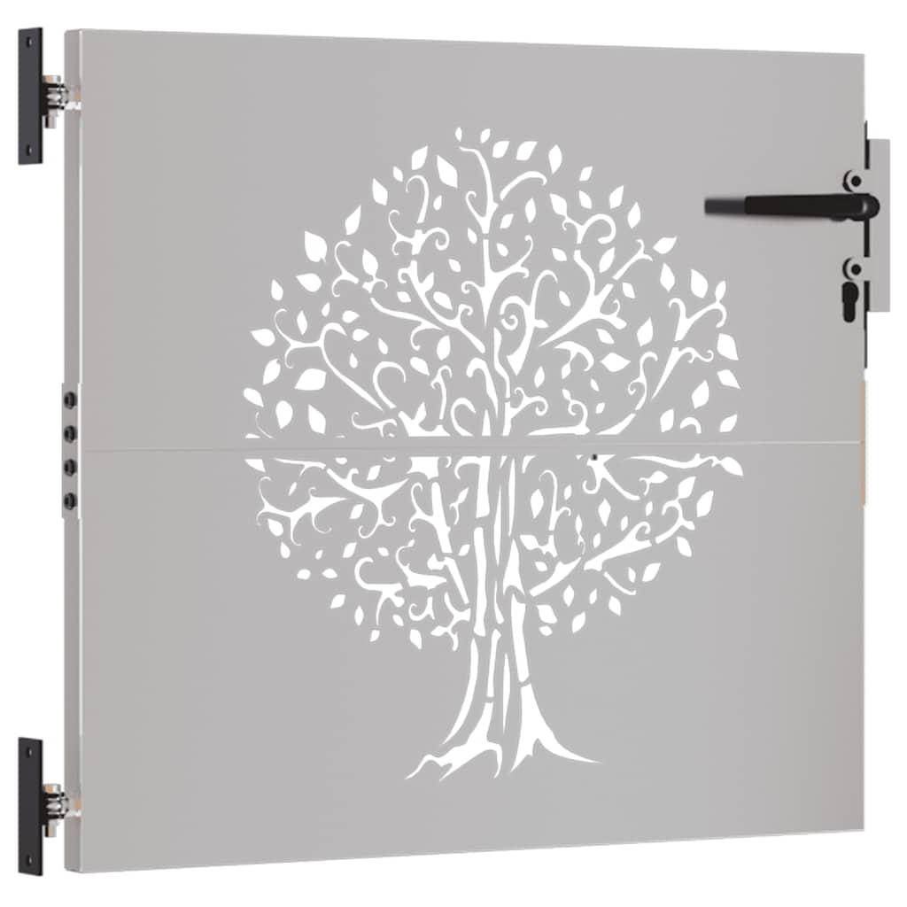 Gartentor 85x75 cm Cortenstahl Baum-Design