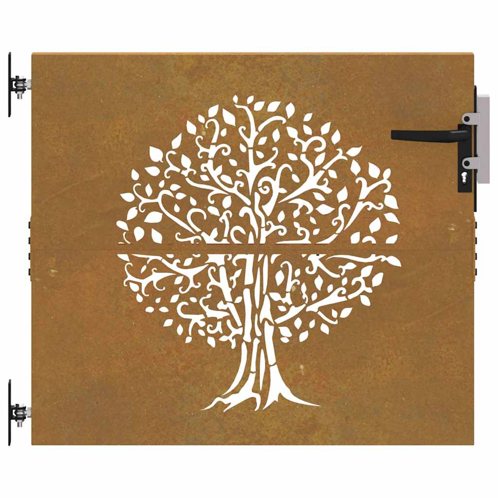 Gartentor 85x100 cm Cortenstahl Baum-Design