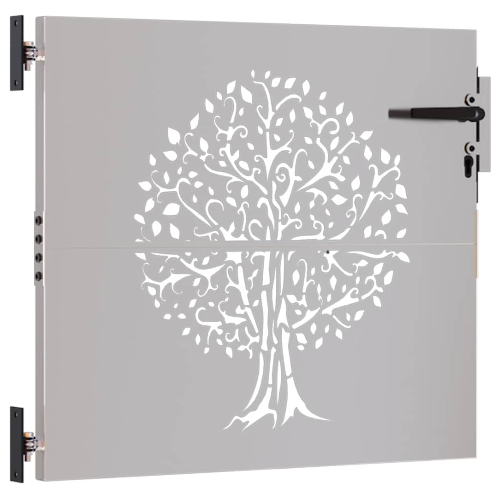 Gartentor 85x100 cm Cortenstahl Baum-Design