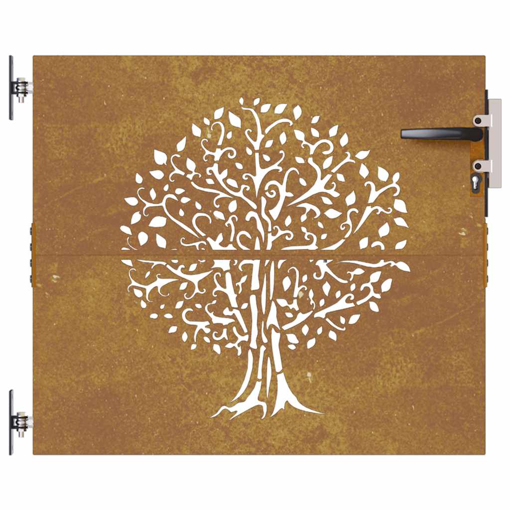 Gartentor 85x100 cm Cortenstahl Baum-Design