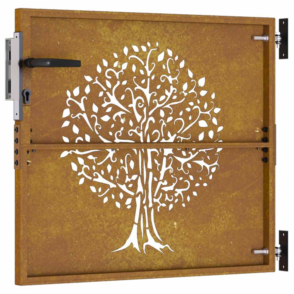 Gartentor 85x100 cm Cortenstahl Baum-Design