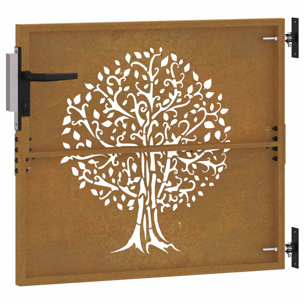 Gartentor 85x100 cm Cortenstahl Baum-Design