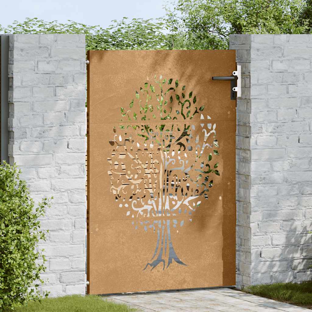 Gartentor 85x125 cm Cortenstahl Baum-Design