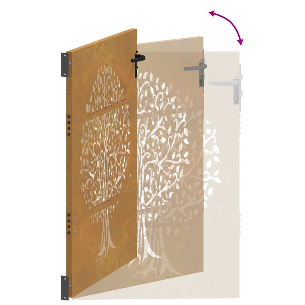 Gartentor 85x125 cm Cortenstahl Baum-Design