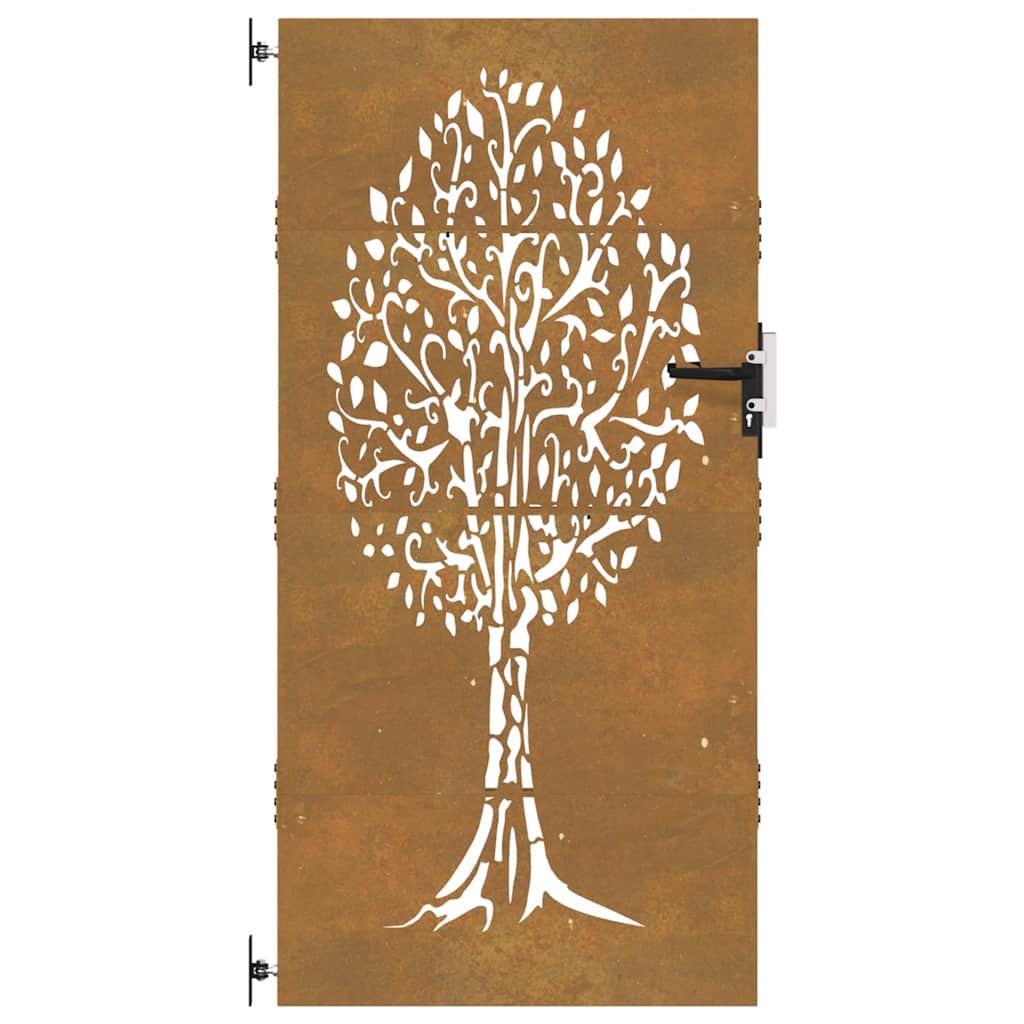 Gartentor 85x175 cm Cortenstahl Baum-Design