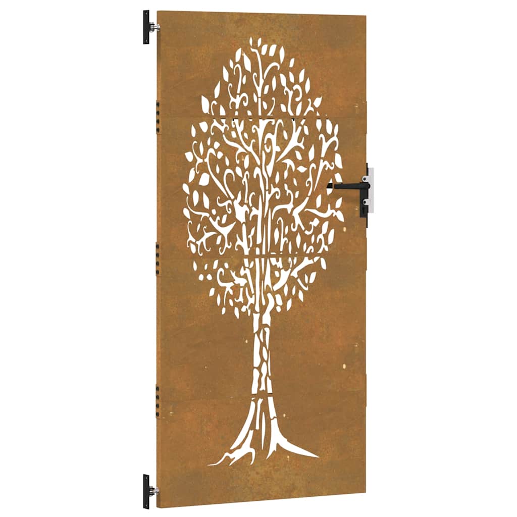 Gartentor 85x175 cm Cortenstahl Baum-Design