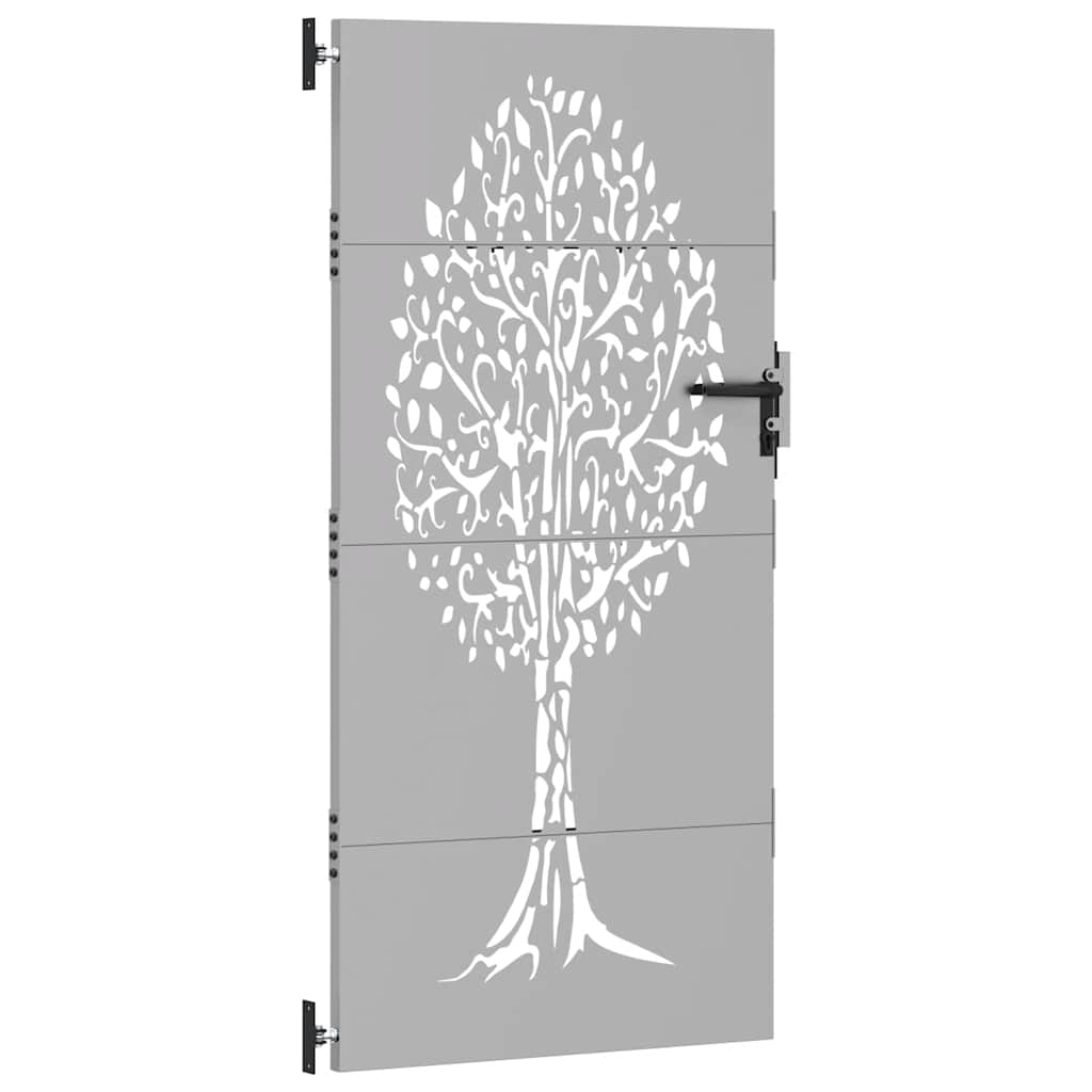 Gartentor 85x175 cm Cortenstahl Baum-Design