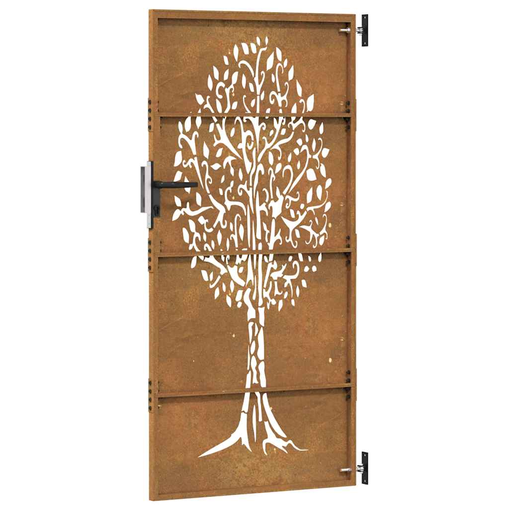 Gartentor 85x175 cm Cortenstahl Baum-Design