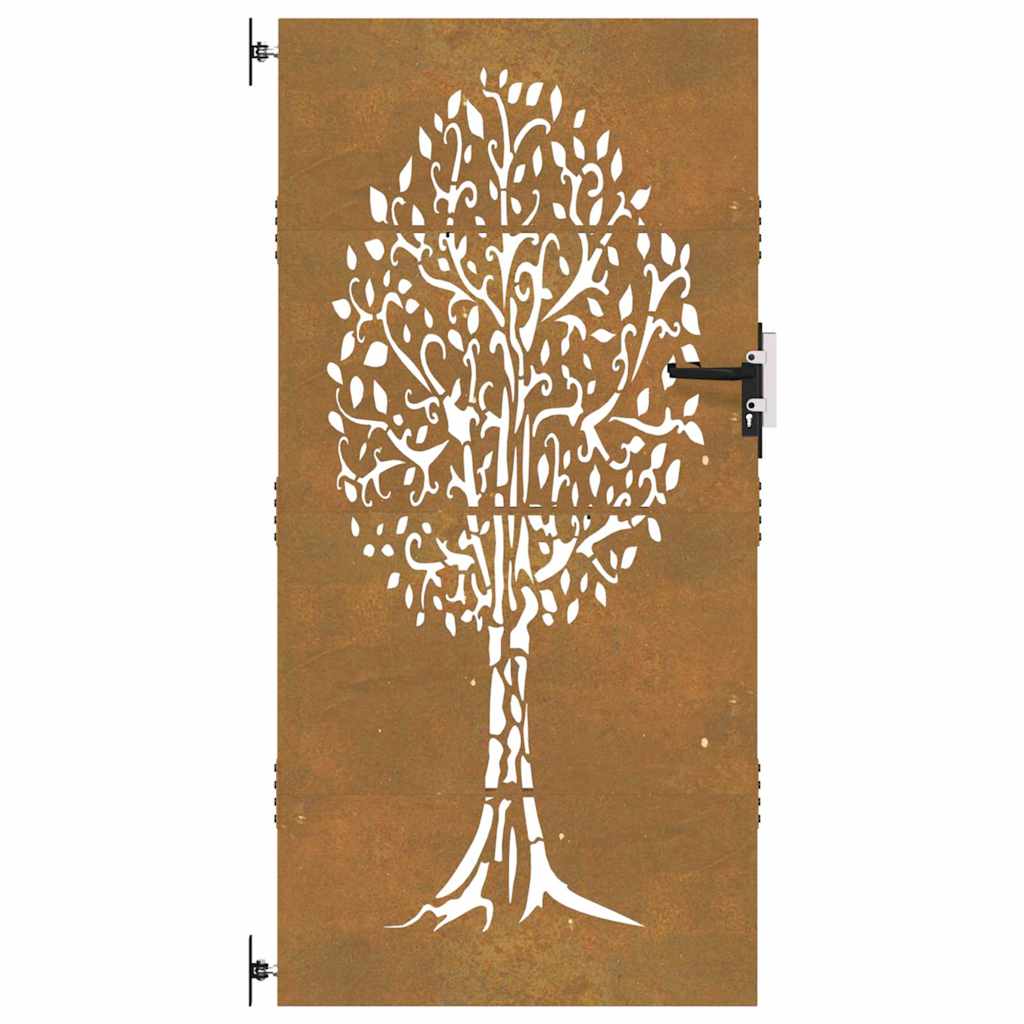 Gartentor 85x200 cm Cortenstahl Baum-Design