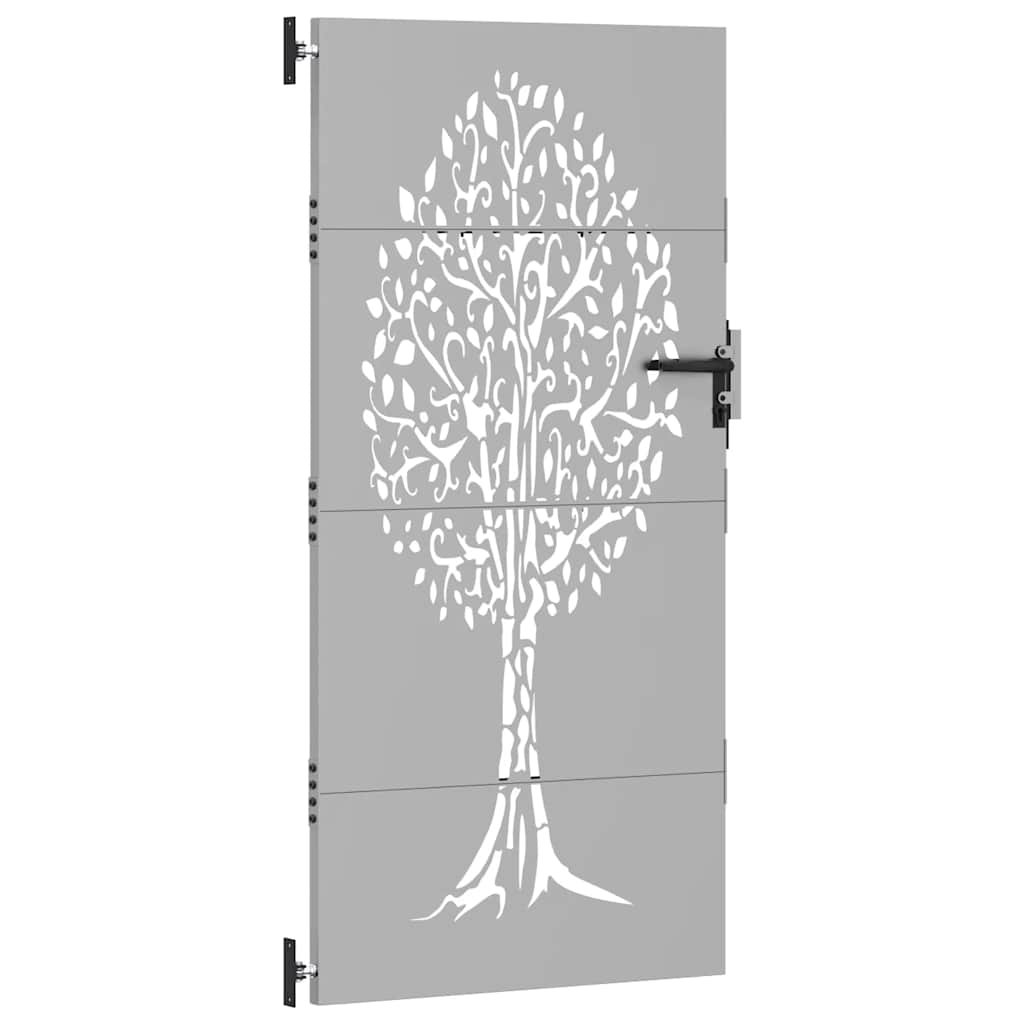 Gartentor 85x200 cm Cortenstahl Baum-Design
