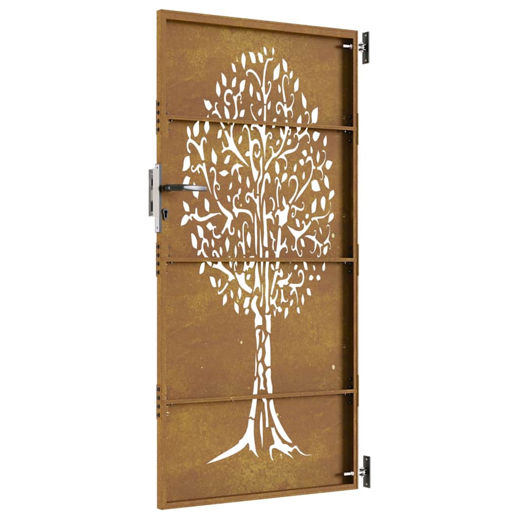 Gartentor 85x200 cm Cortenstahl Baum-Design
