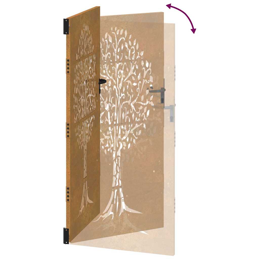 Gartentor 85x200 cm Cortenstahl Baum-Design