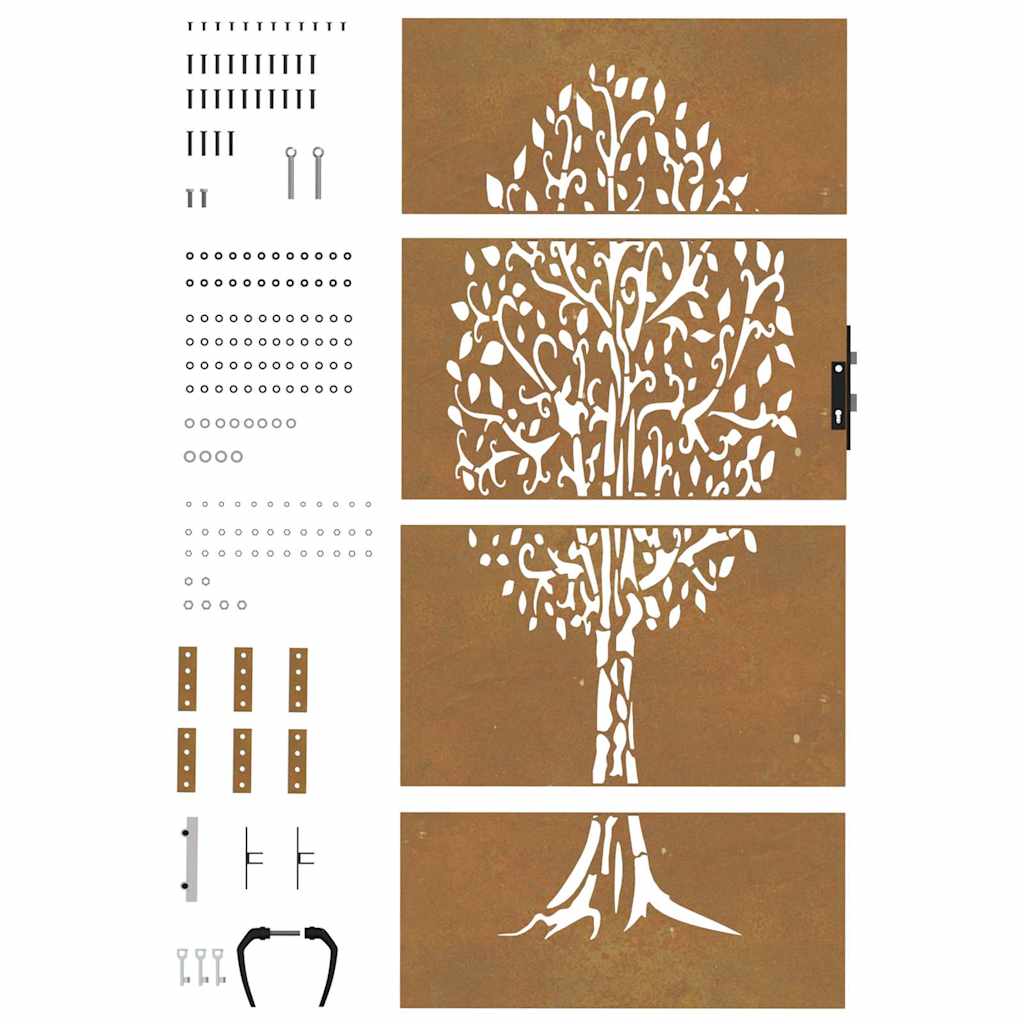 Gartentor 85x200 cm Cortenstahl Baum-Design