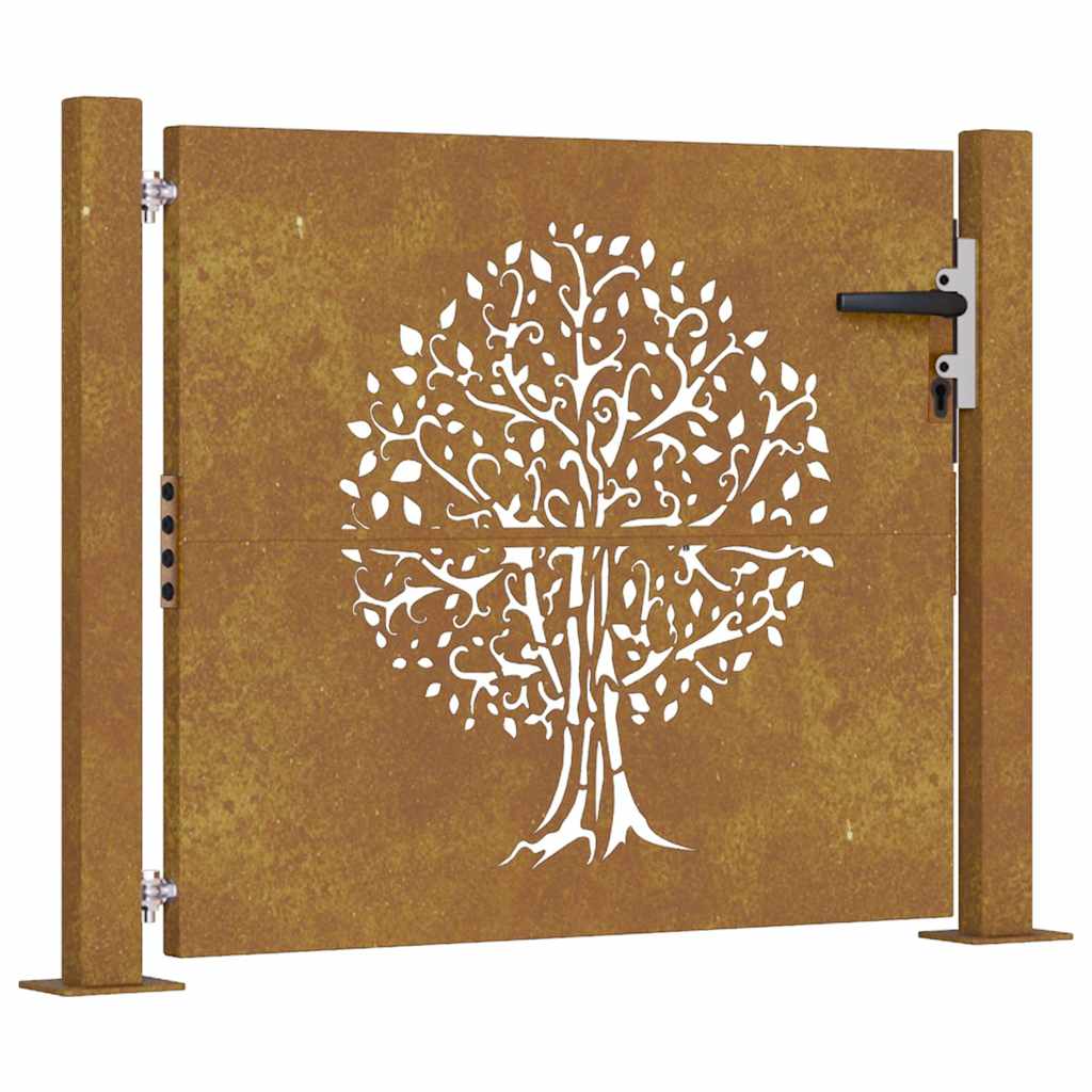 Gartentor 105x80 cm Cortenstahl Baum-Design