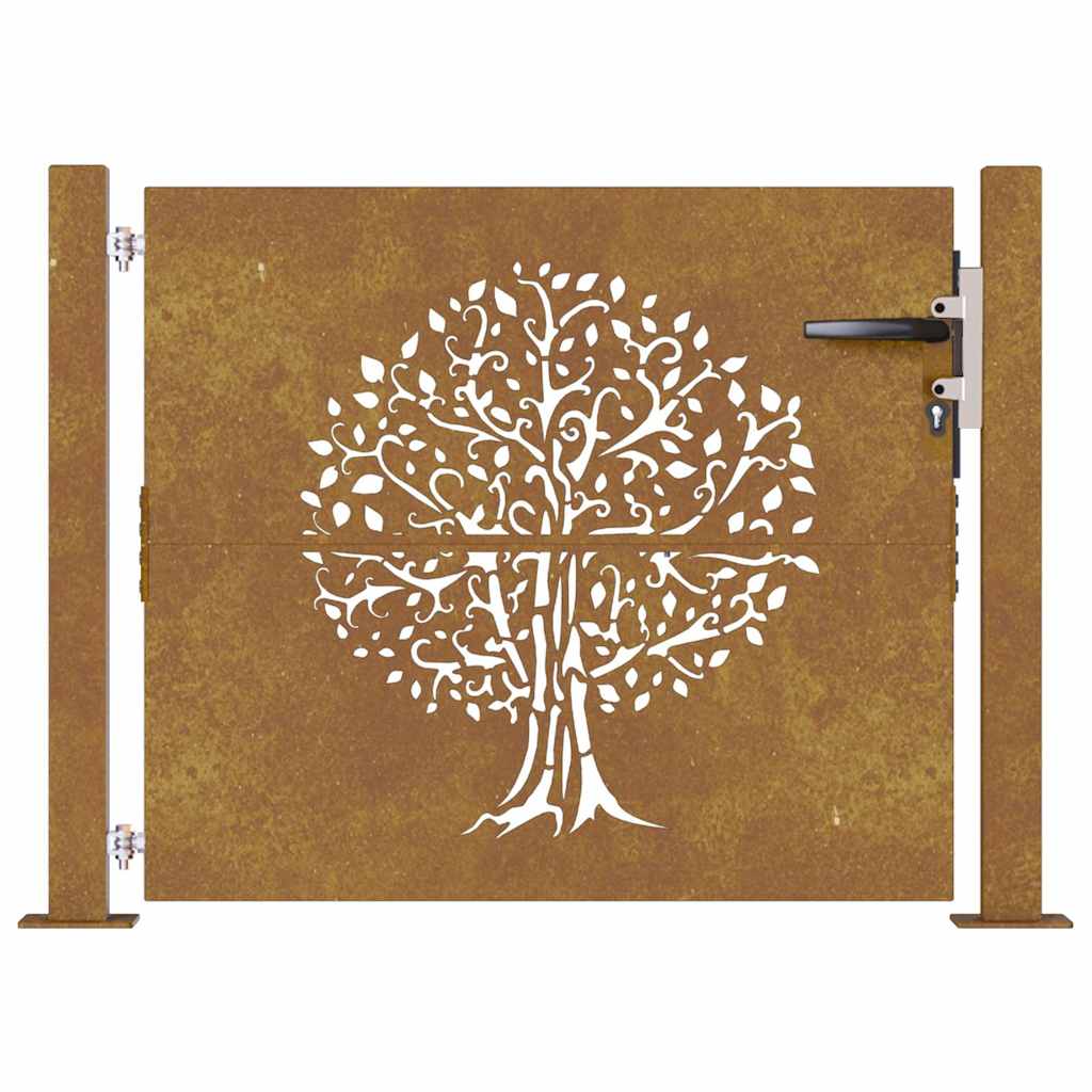 Gartentor 105x80 cm Cortenstahl Baum-Design