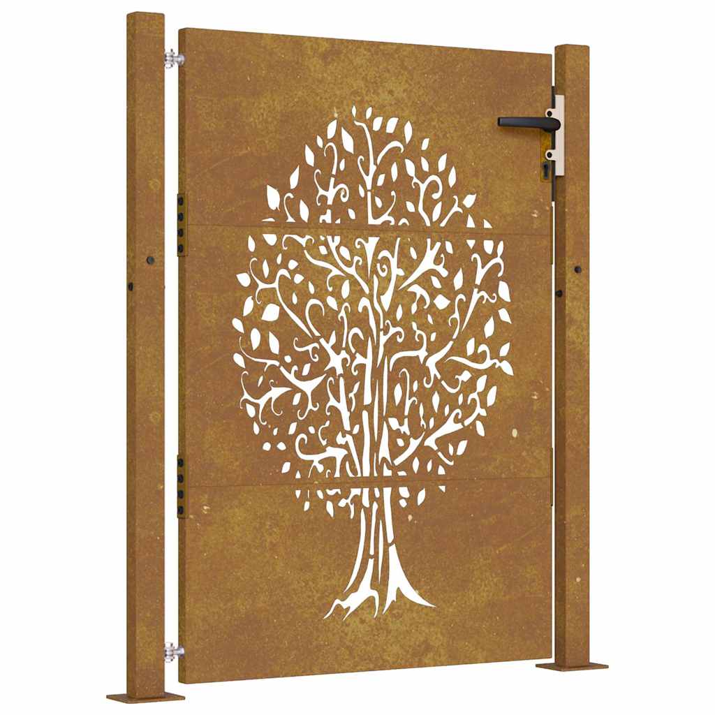 Gartentor 105x130 cm Cortenstahl Baum-Design