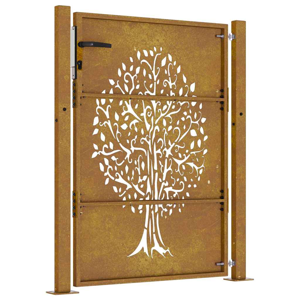 Gartentor 105x130 cm Cortenstahl Baum-Design