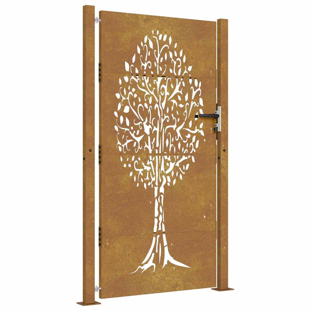 Gartentor 105x205 cm Cortenstahl Baum-Design