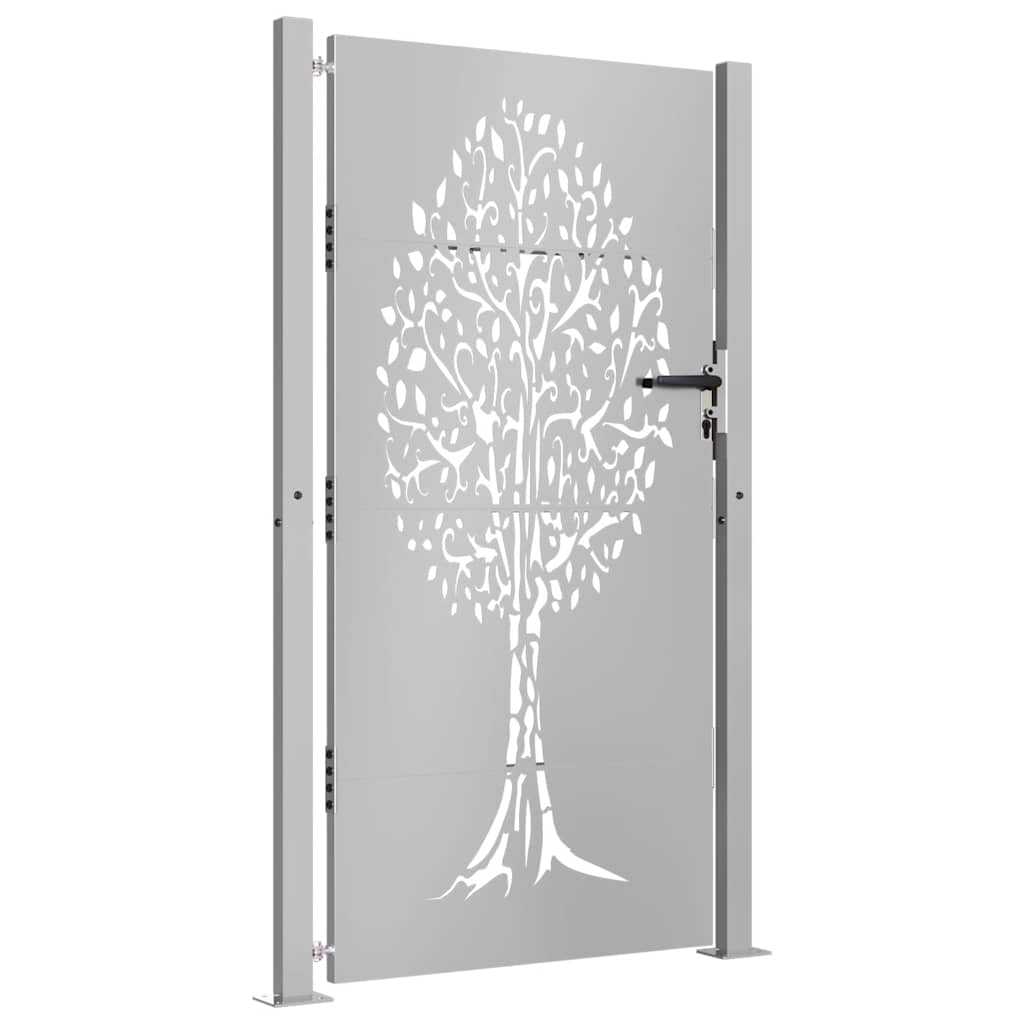 Gartentor 105x205 cm Cortenstahl Baum-Design