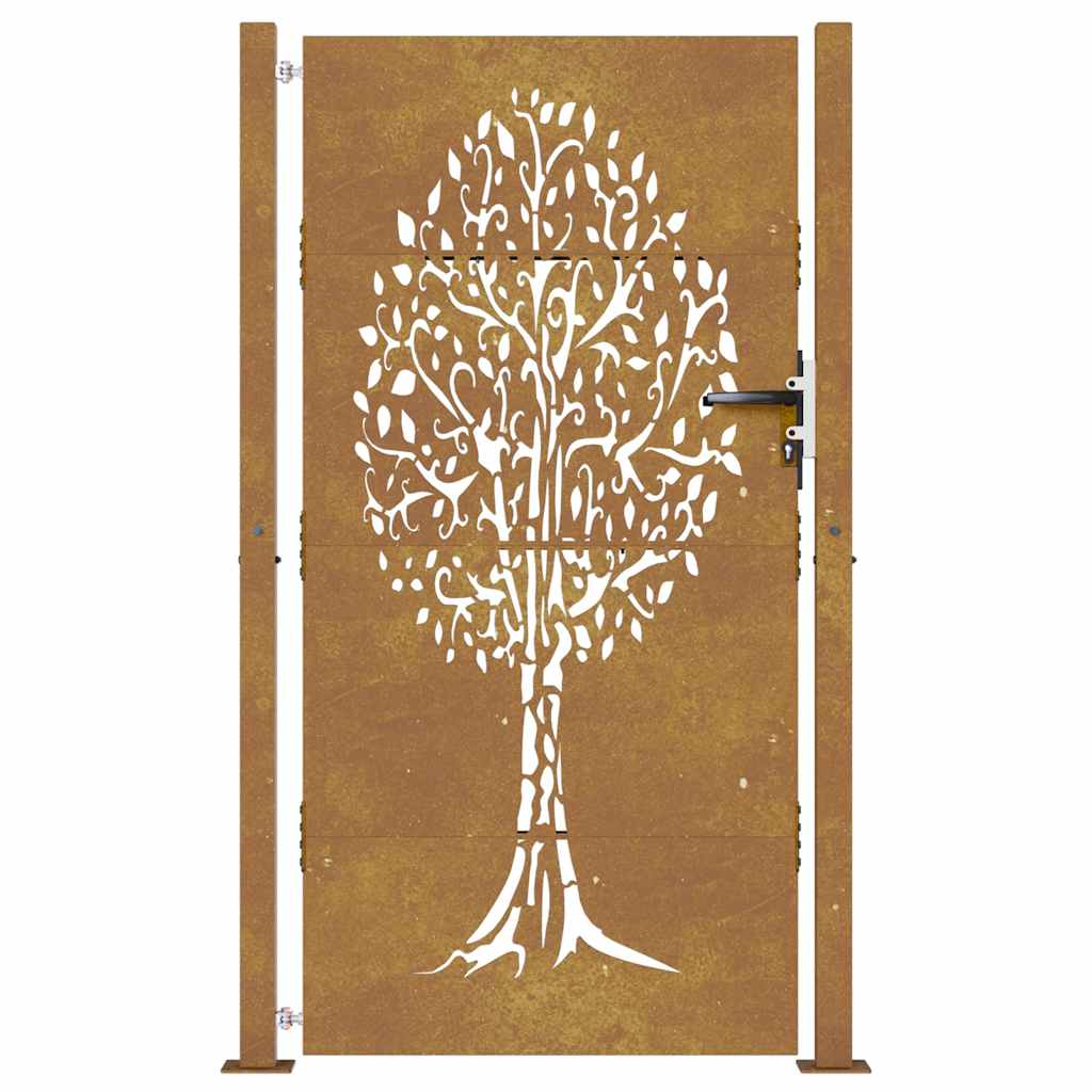 Gartentor 105x205 cm Cortenstahl Baum-Design