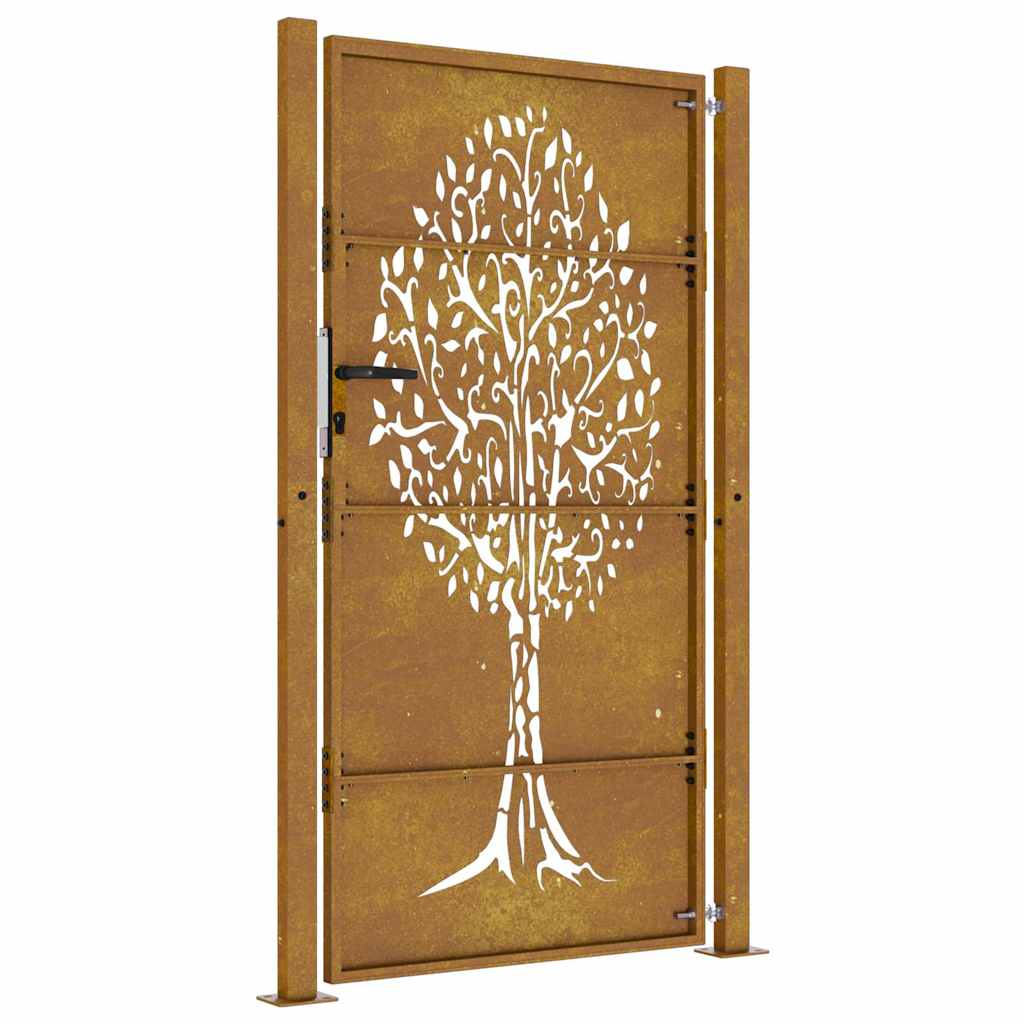 Gartentor 105x205 cm Cortenstahl Baum-Design