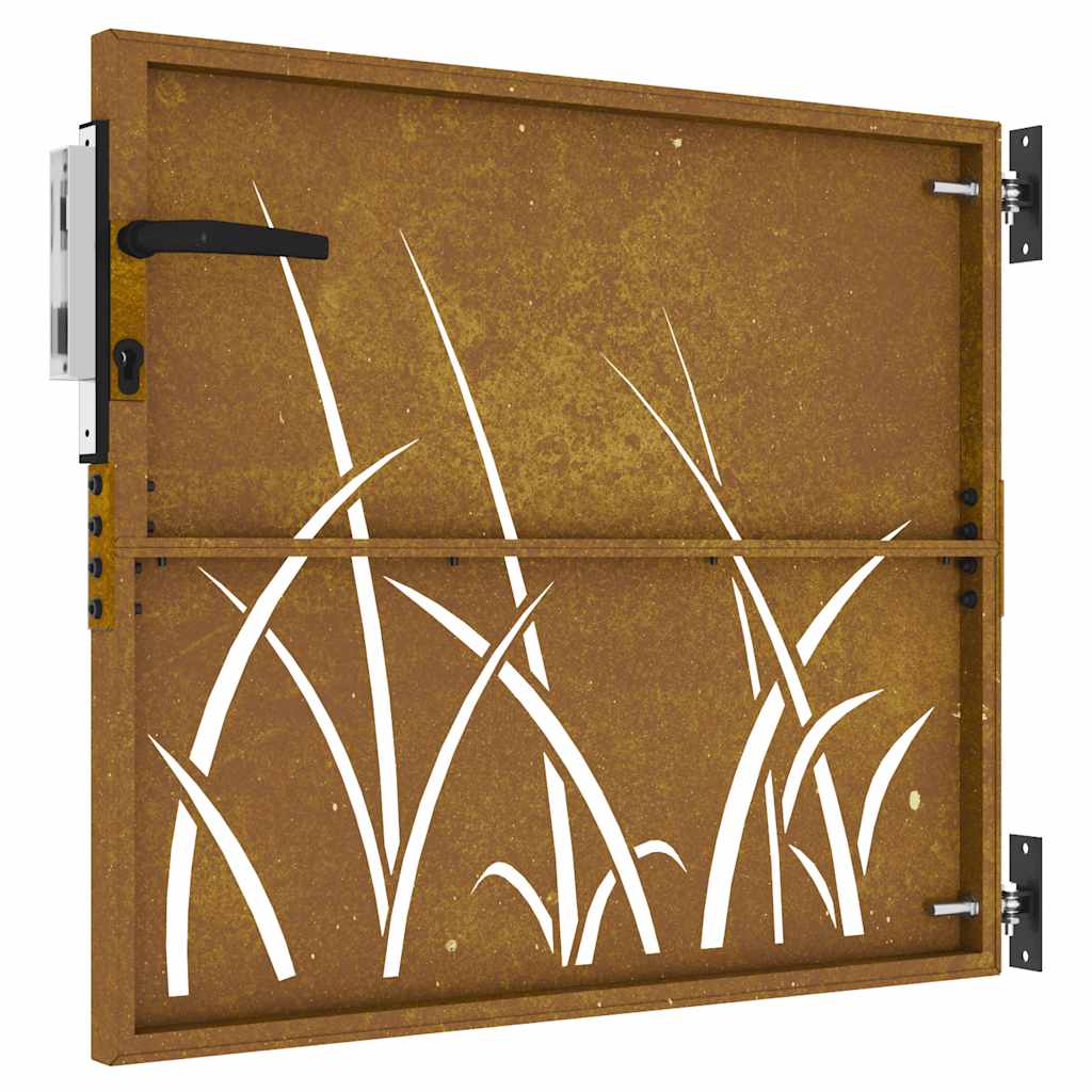 Gartentor 85x75 cm Cortenstahl Gras-Design