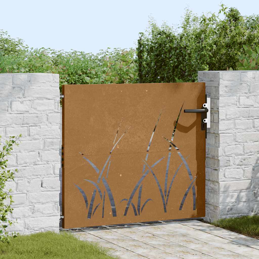 Gartentor 85x100 cm Cortenstahl Gras-Design