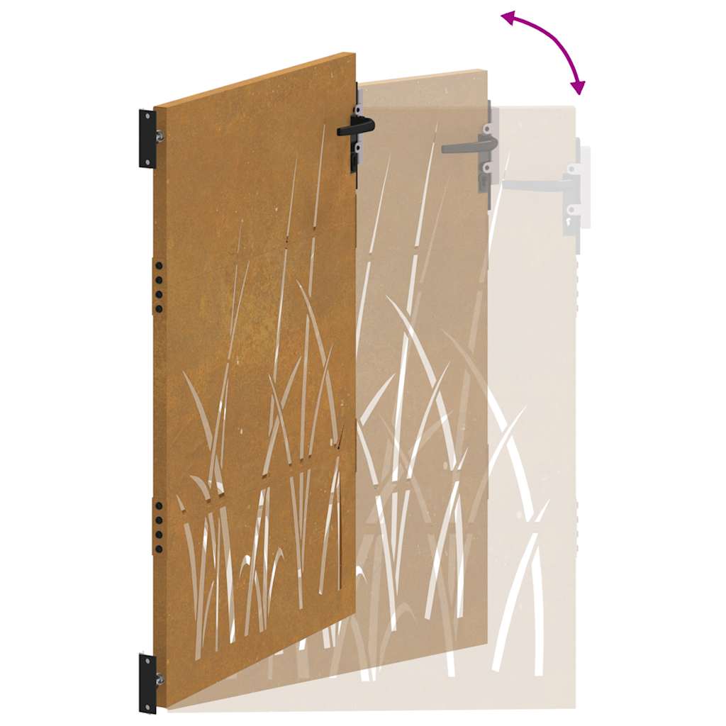 Gartentor 85x125 cm Cortenstahl Gras-Design