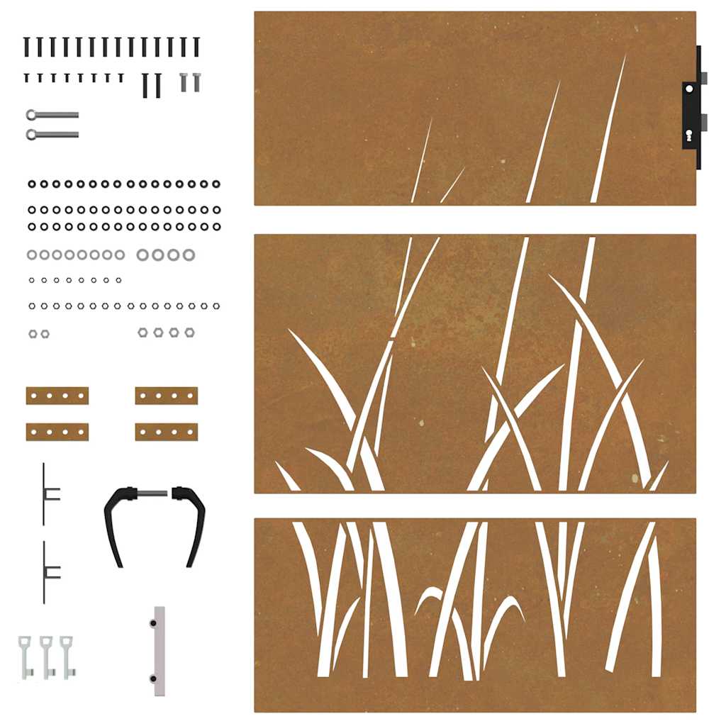 Gartentor 85x125 cm Cortenstahl Gras-Design
