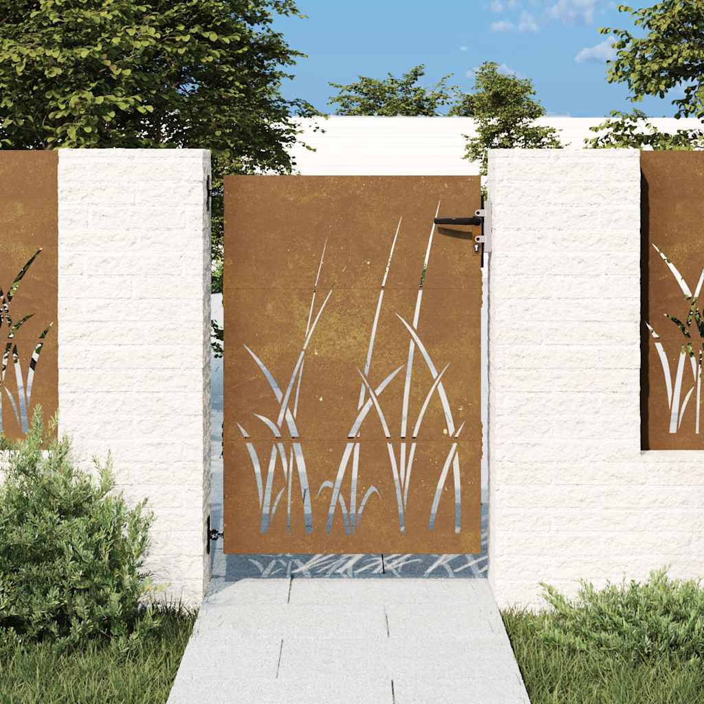Gartentor 85x125 cm Cortenstahl Gras-Design