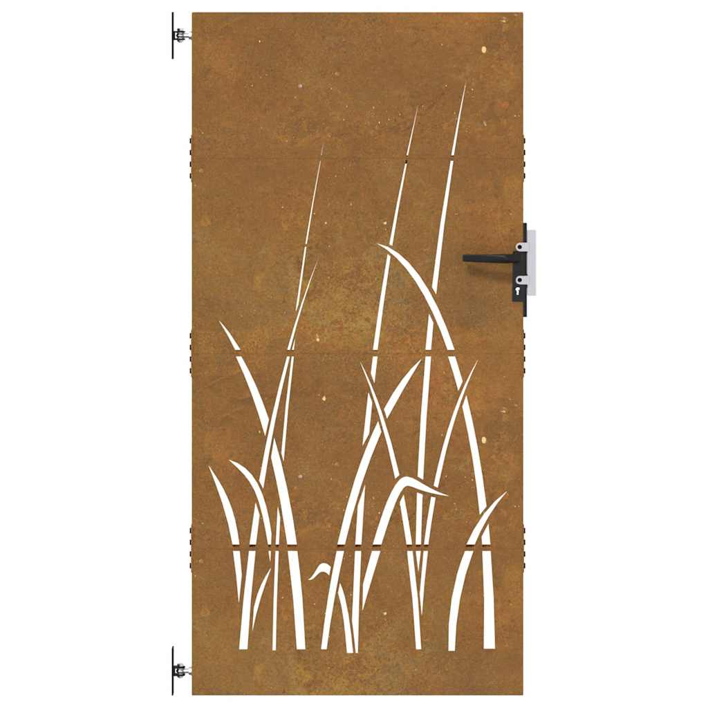 Gartentor 85x200 cm Cortenstahl Gras-Design