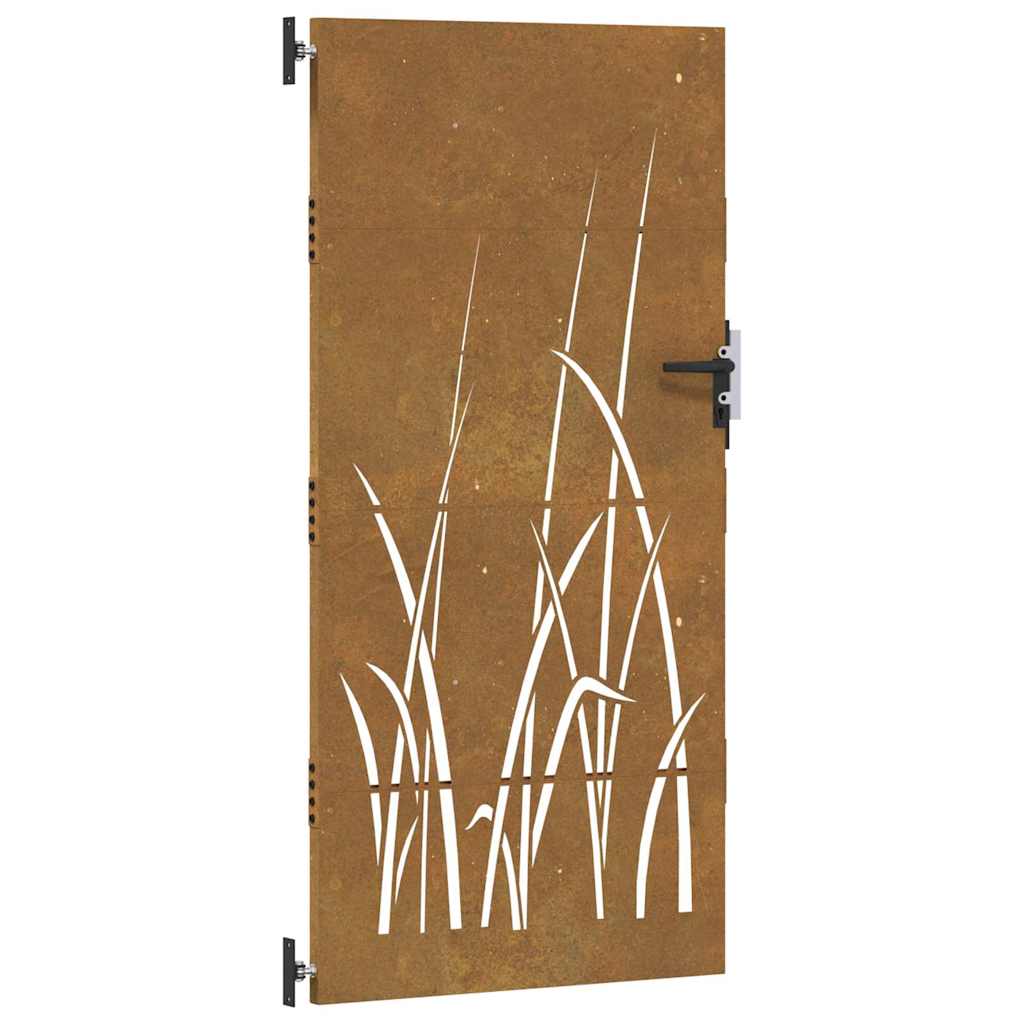 Gartentor 85x200 cm Cortenstahl Gras-Design