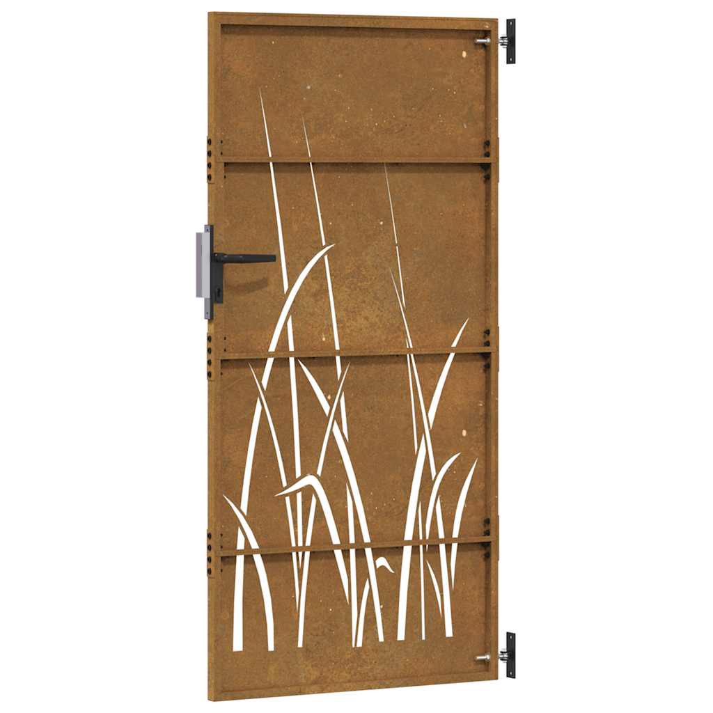 Gartentor 85x200 cm Cortenstahl Gras-Design
