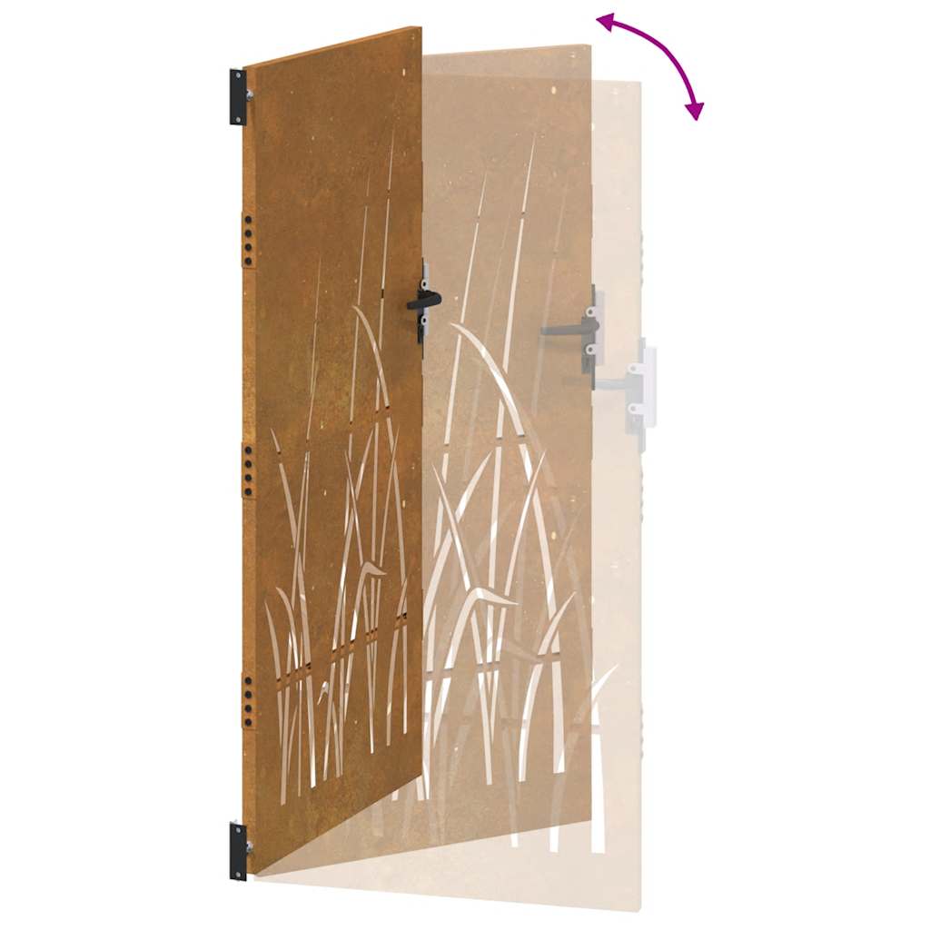 Gartentor 85x200 cm Cortenstahl Gras-Design