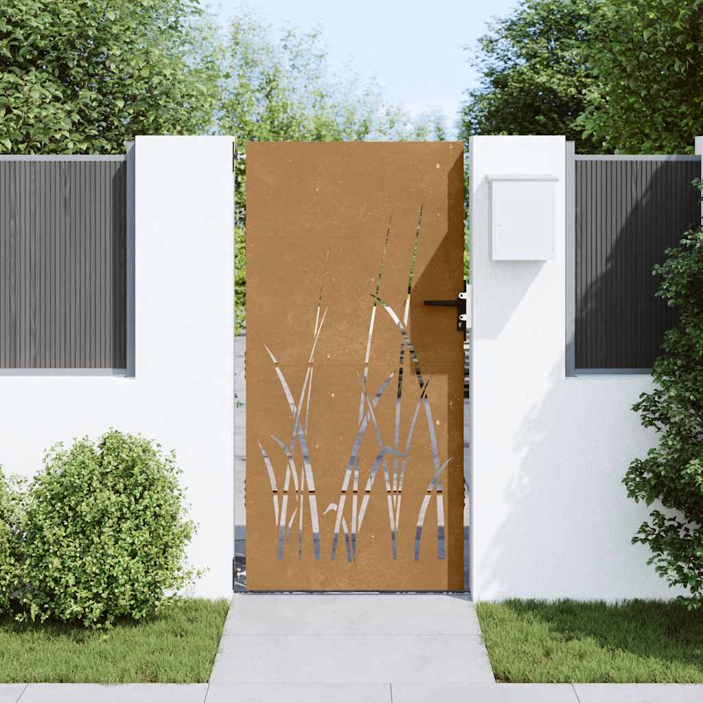 Gartentor 85x200 cm Cortenstahl Gras-Design