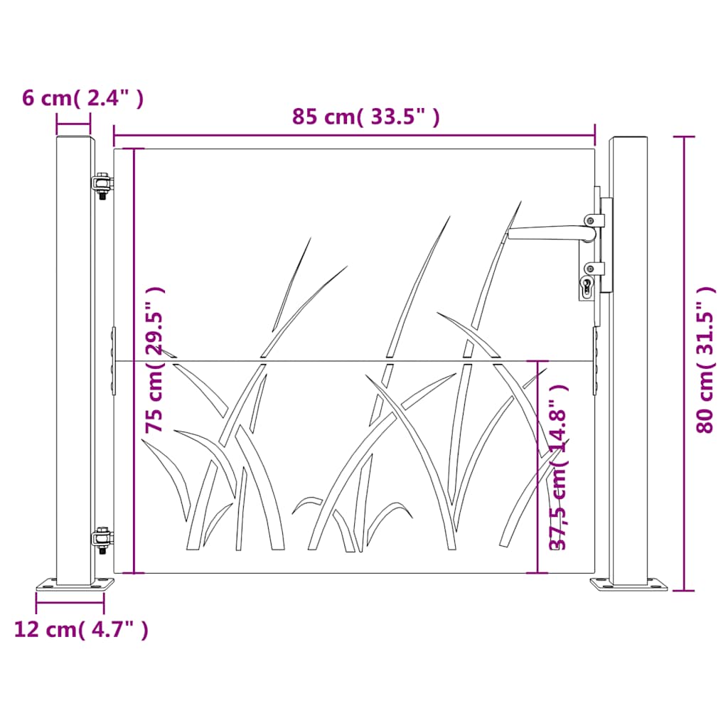 Gartentor 105x80 cm Cortenstahl Gras-Design