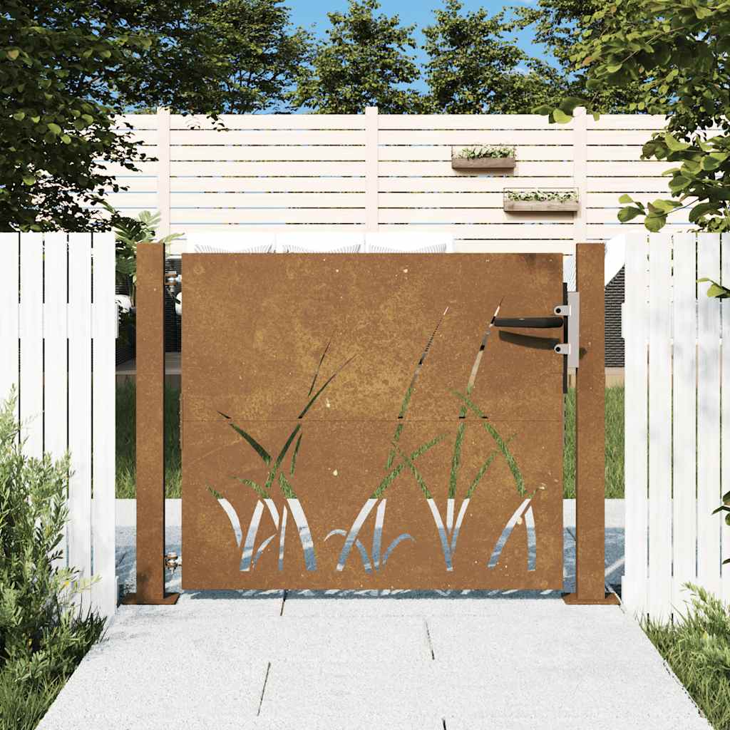 Gartentor 105x80 cm Cortenstahl Gras-Design