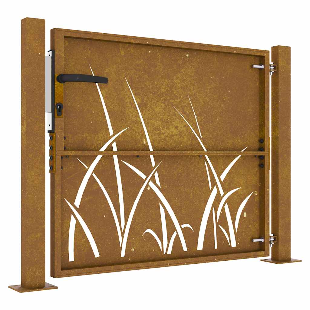 Gartentor 105x105 cm Cortenstahl Gras-Design