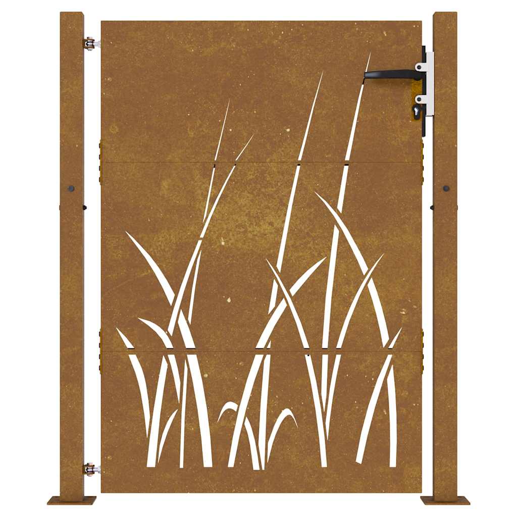 Garden gate 105x130 cm Corten steel grass design